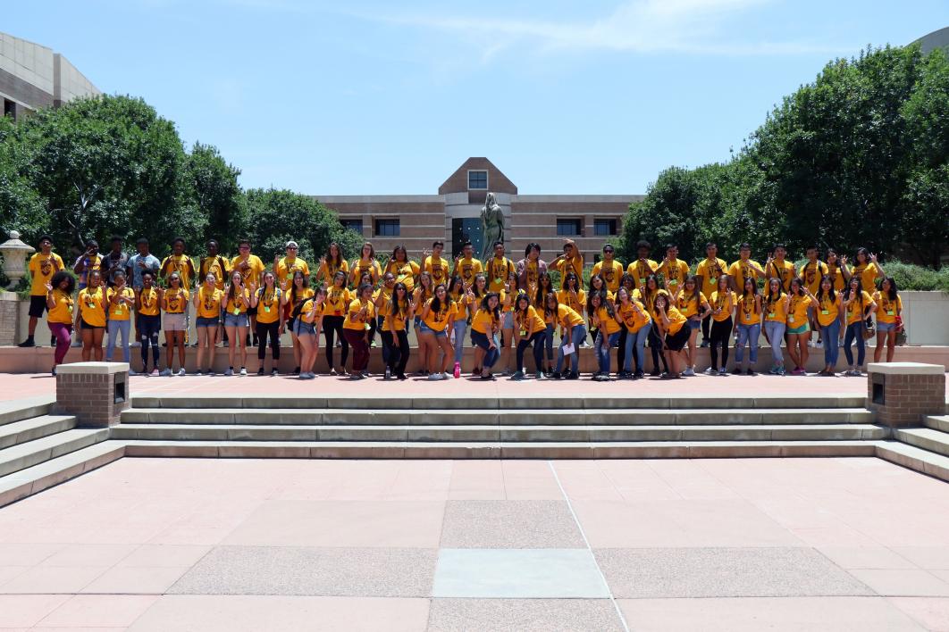 large group of students posing for a photo at ASU West campus