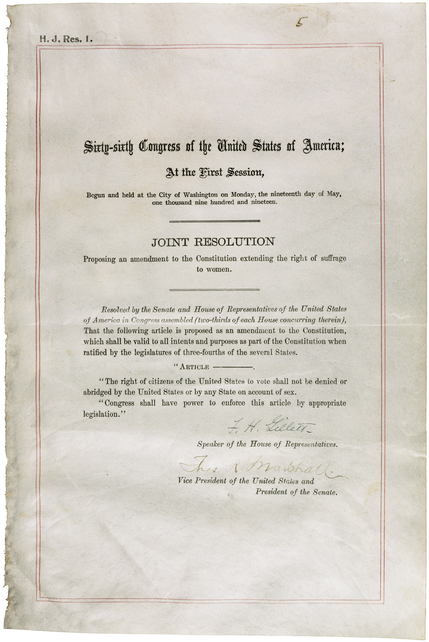 19th Amendment document