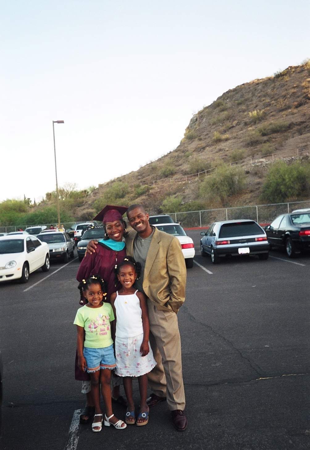 Elaissia Sears and sister with their parents in Tempe after her mother Kiana Maria Sears graduated from ASU. 
