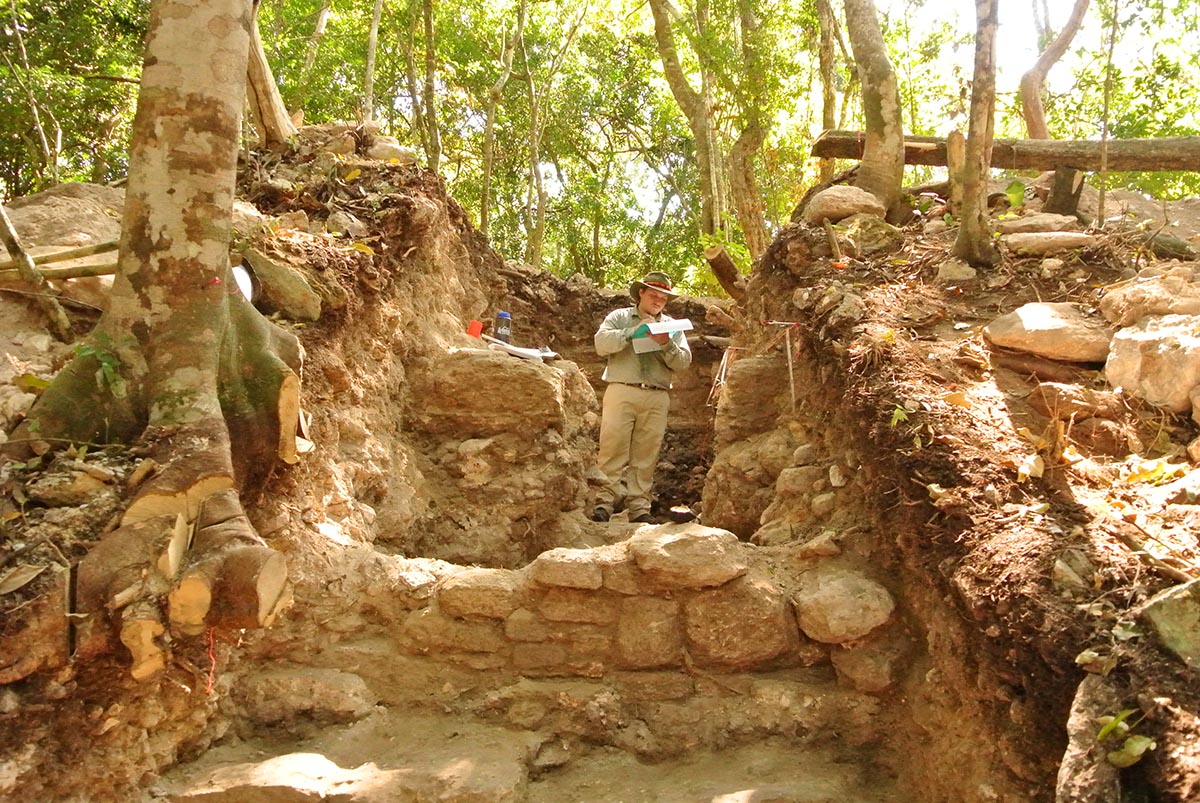 photo of Chase at Caracol archaeological site