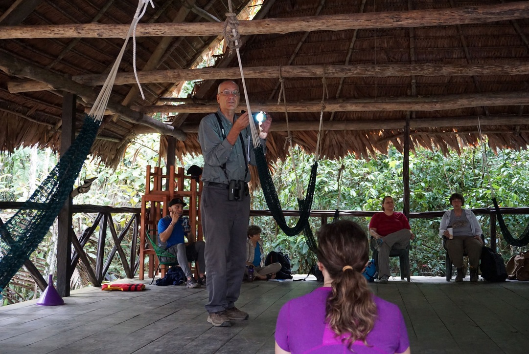 Professor David Pearson teaches a class in the Amazon rainforest