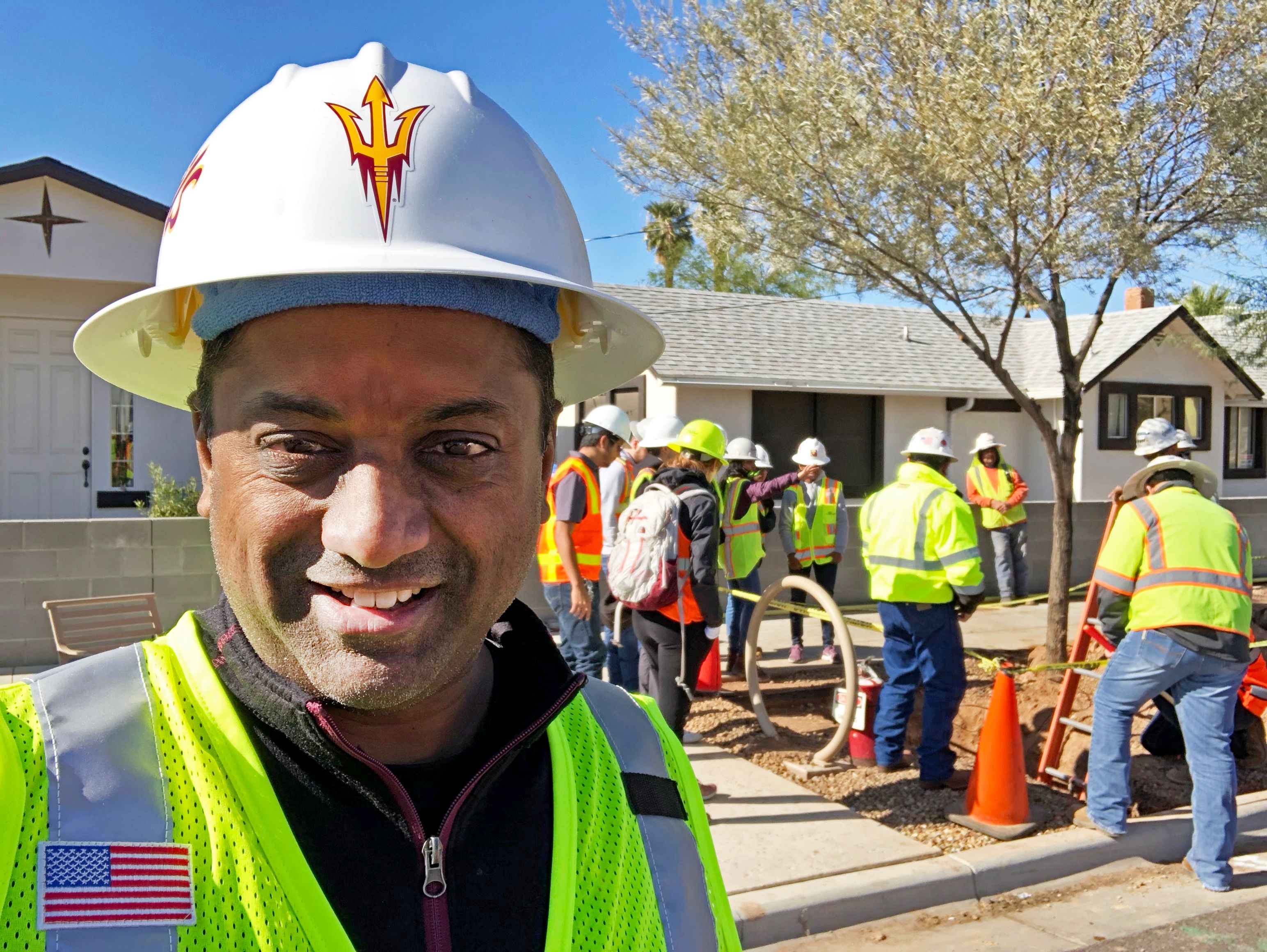 ASU engineering professor Samual Ariaratnam at construction site