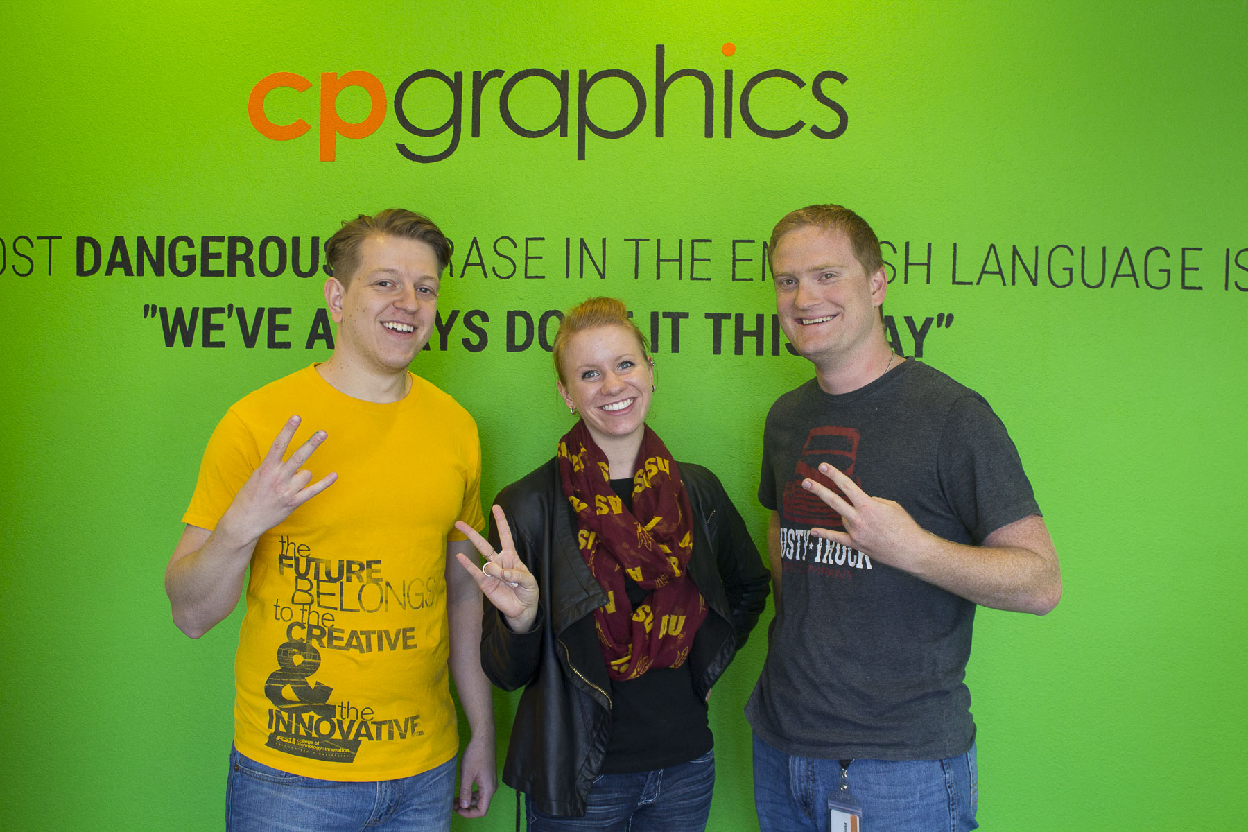 Three ASU alums at CP Graphics in Tucson.