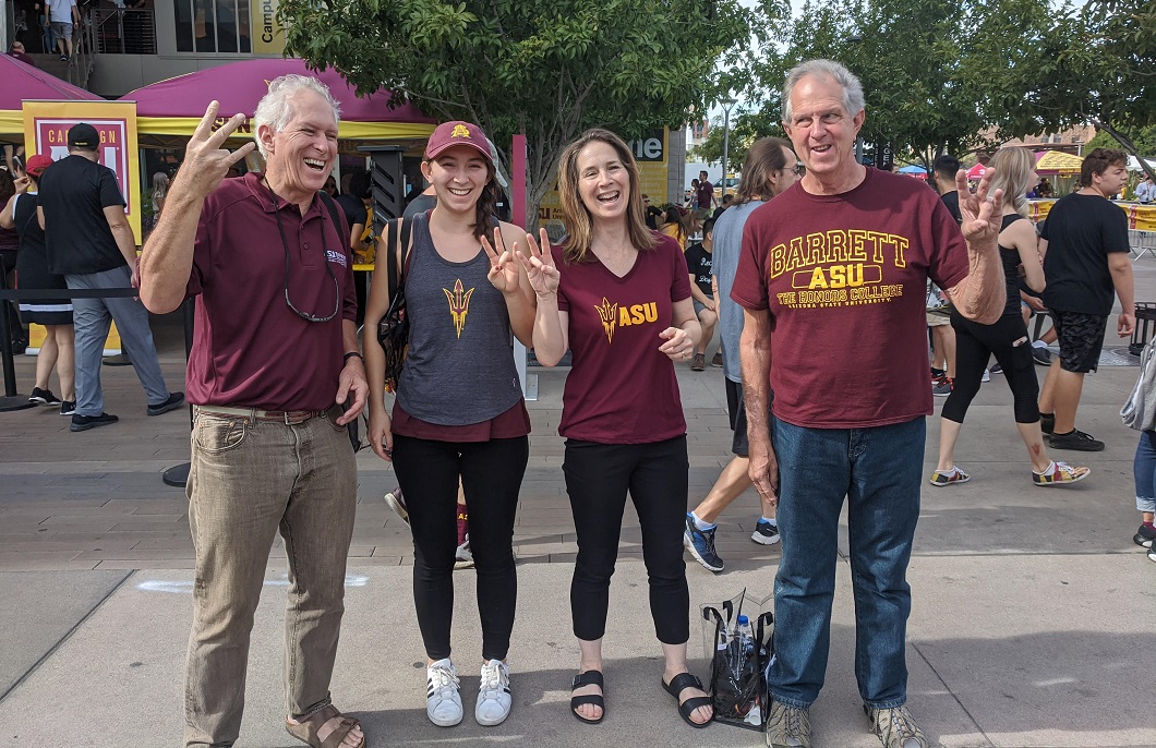 ASU parent Suzanne Allen poses with her family members during Family Weekend 2019. 