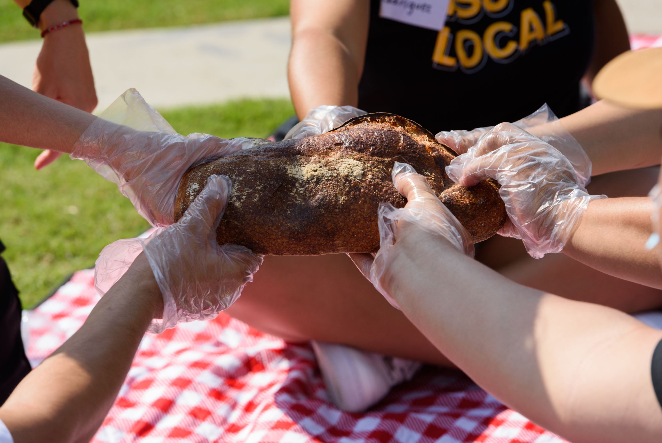 ASU Local students break bread in downtown Los Angeles park. 