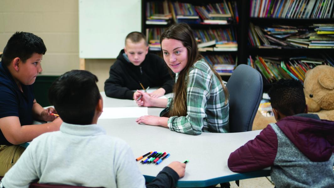 Claire McHale is one of three student teachers who, together, fill the role of a certified teacher.