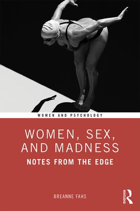 Book cover for "Women, Sex, and Madness" with woman about to jump from edge of diving board