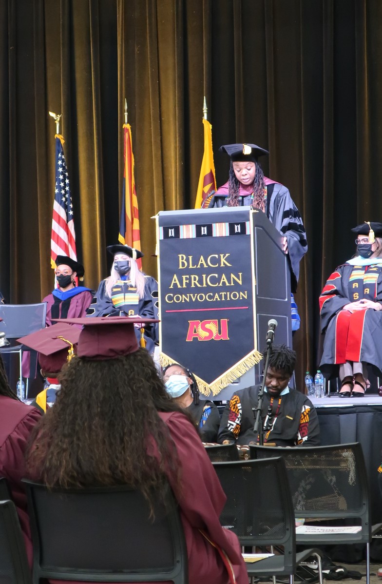 ASU Professor Brooke Coley addresses Black African Convocation