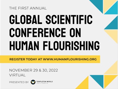 Flyer advertising the Global Scientific Conference on Human Flourishing.