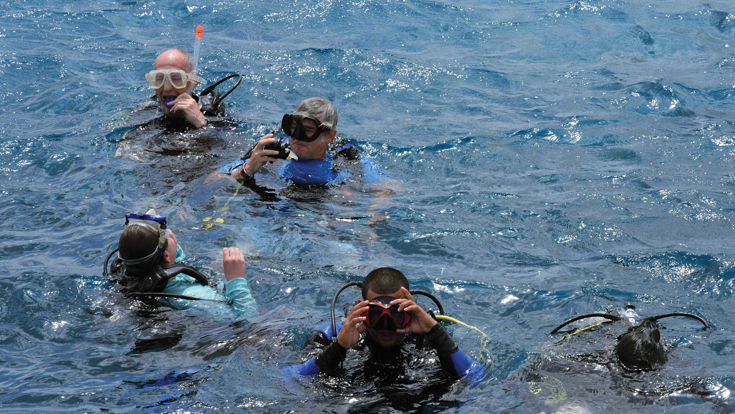 Snorkelers in the ocean off Cuba