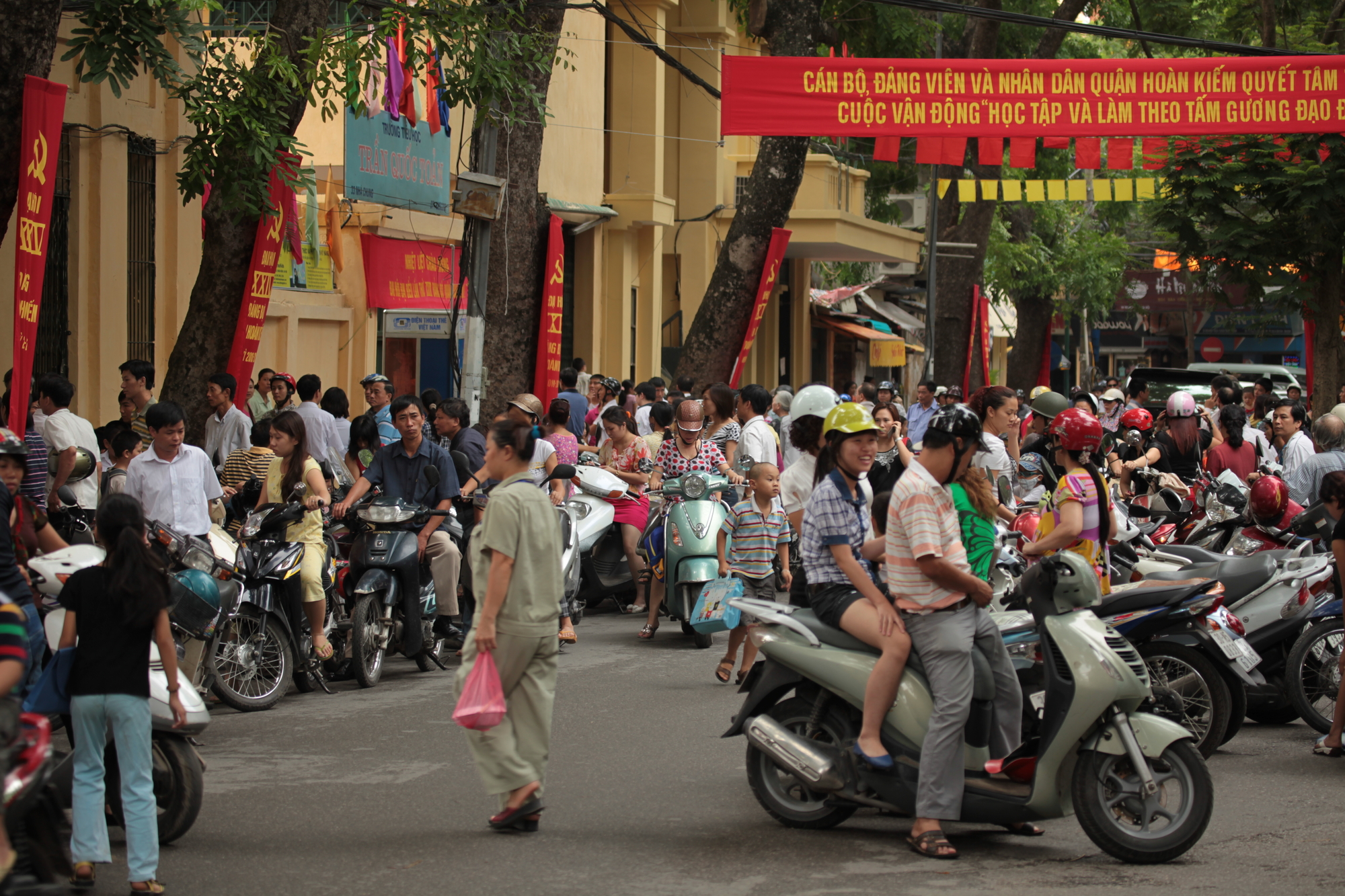 Crossing the road in Ho Chi Minh City, Vietnam 