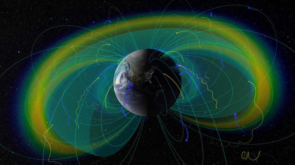 illustration of radial lines coming out of Earth