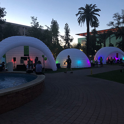 glowing dome tents