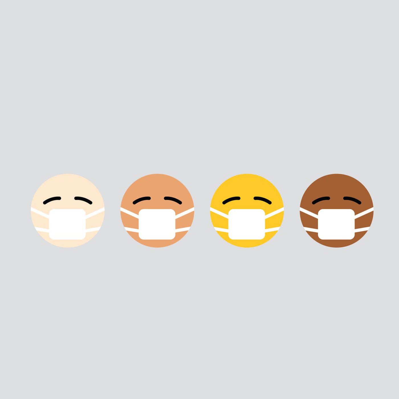 illustration of four face emojis wearing masks