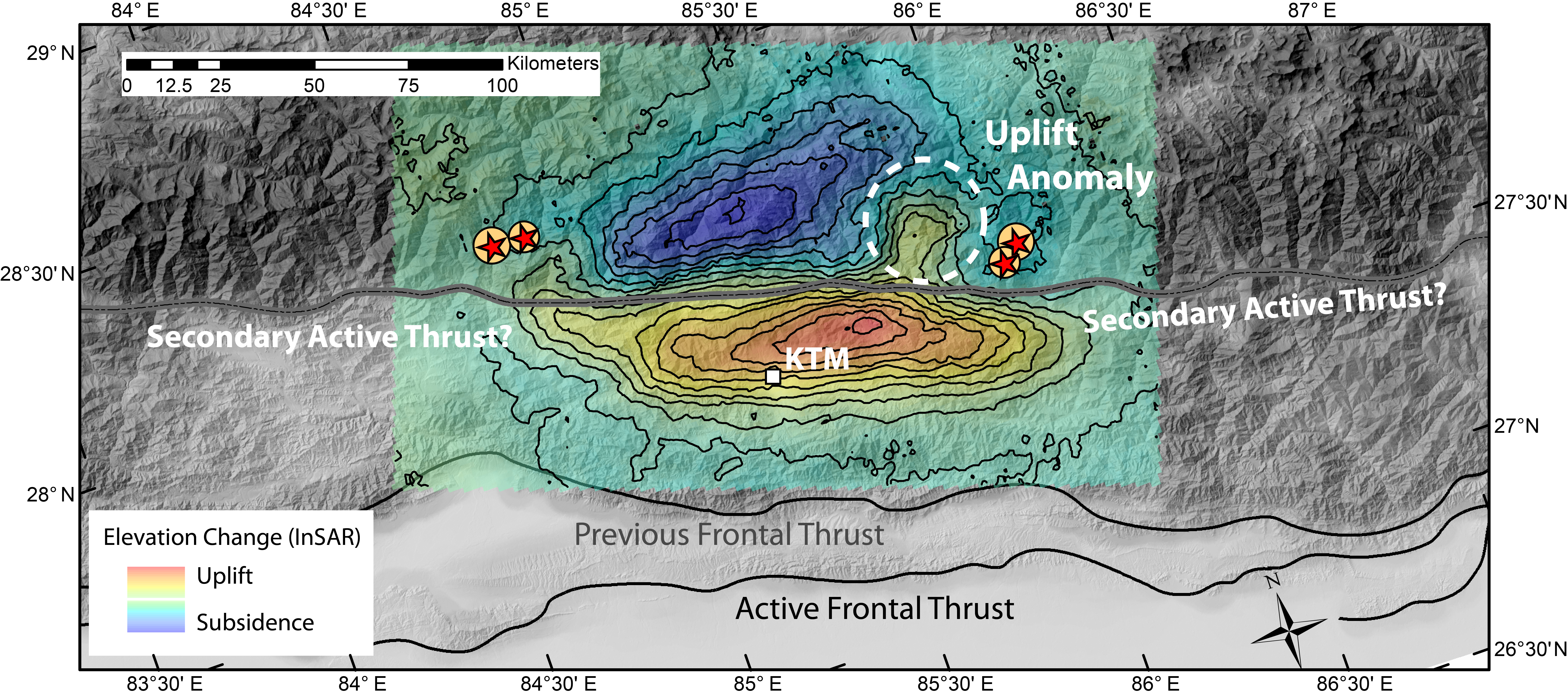 InSAR graphic of the Nepal earthquake zone