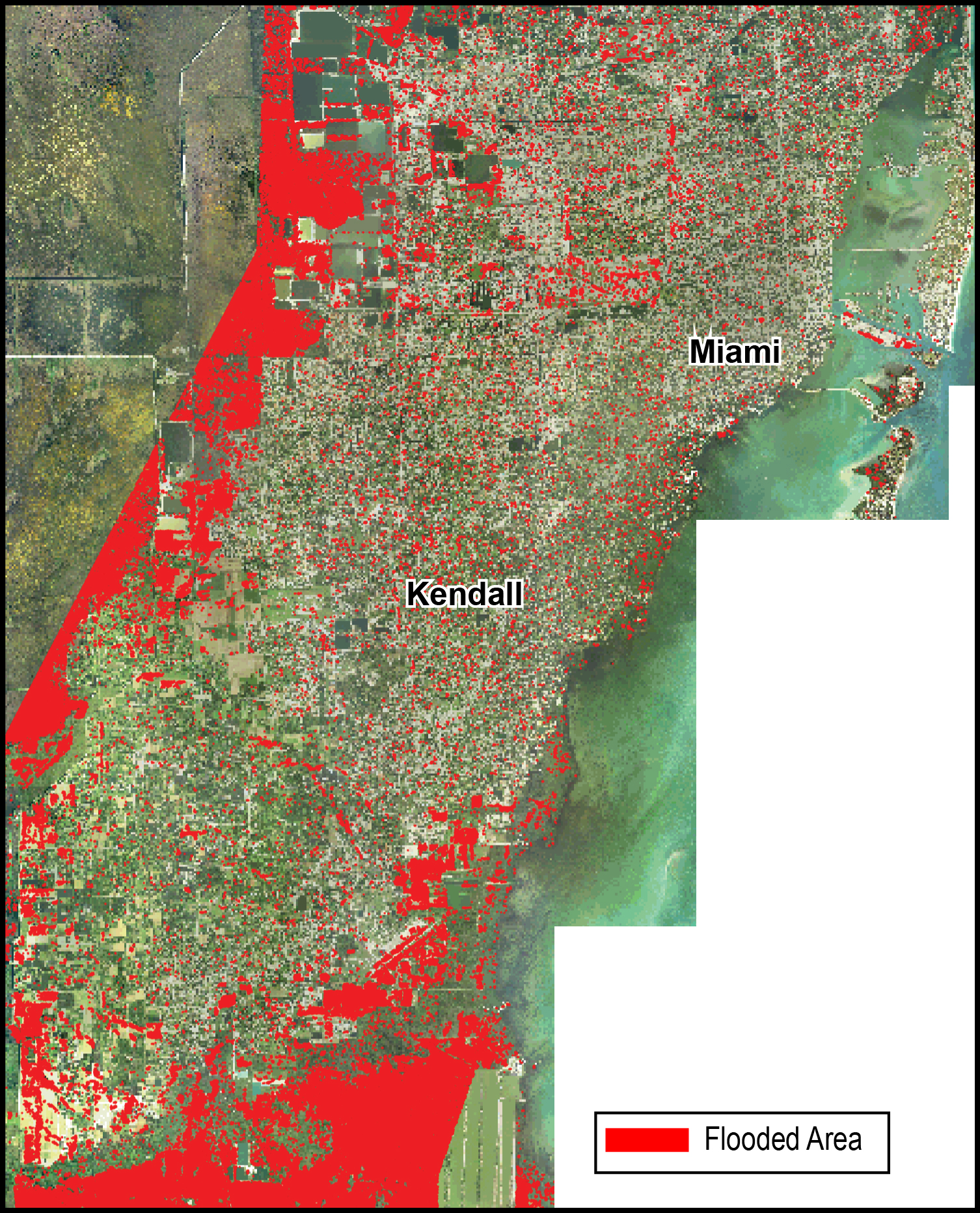 A map showing areas flooded in Florida after Hurricane Irma