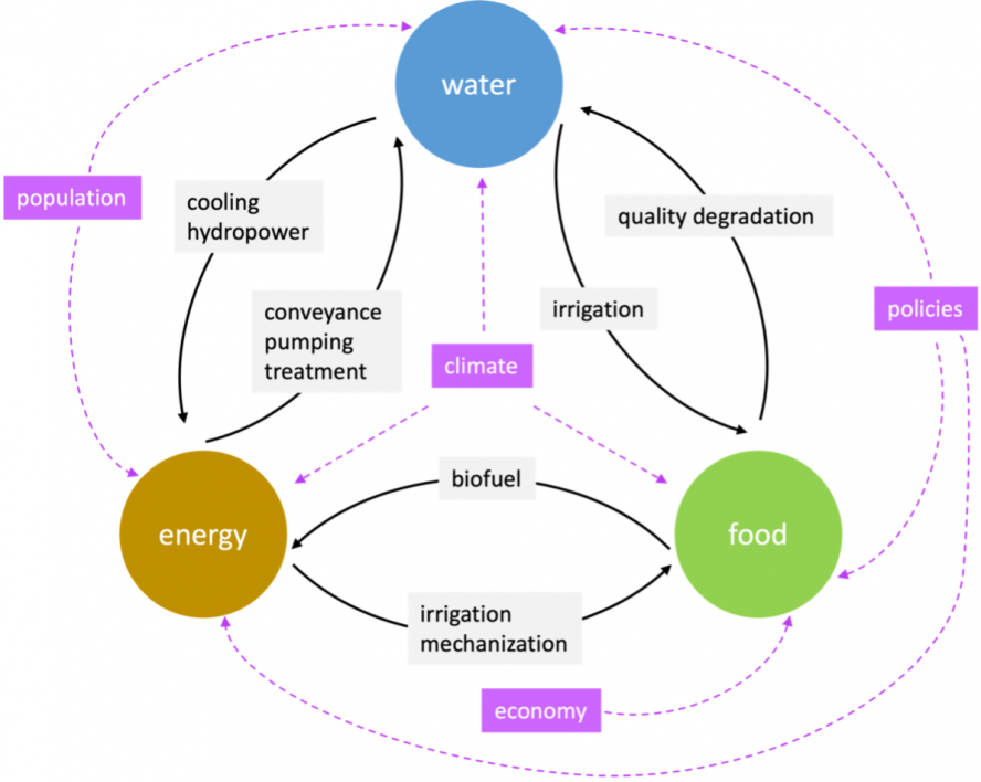 A graphic of the food-energy-water nexus