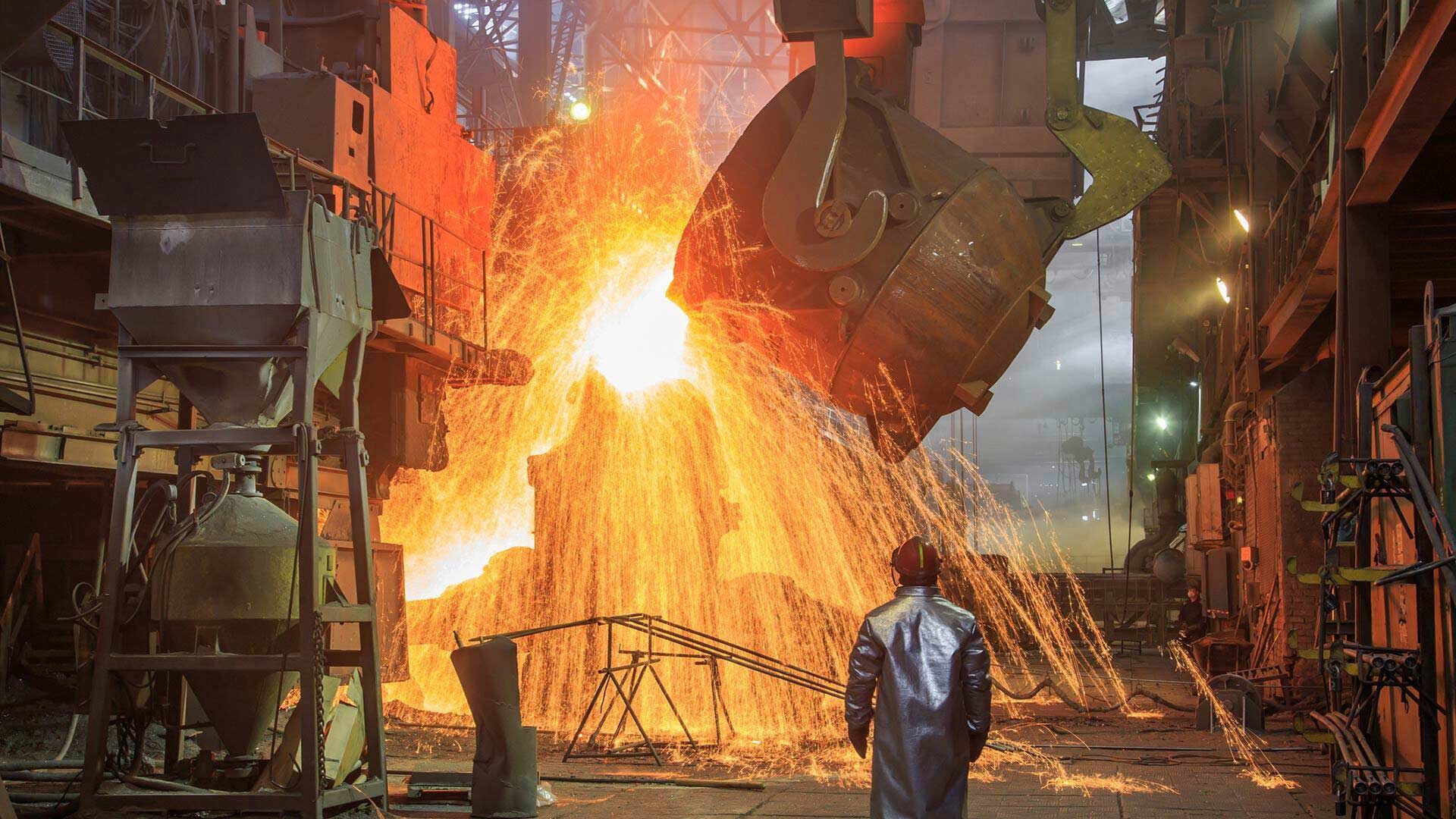 fiery molten metals used in the production of steel