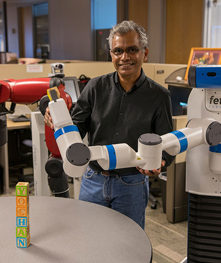 Arizona State University Professor Subbarao Kambhampati in his robotics lab