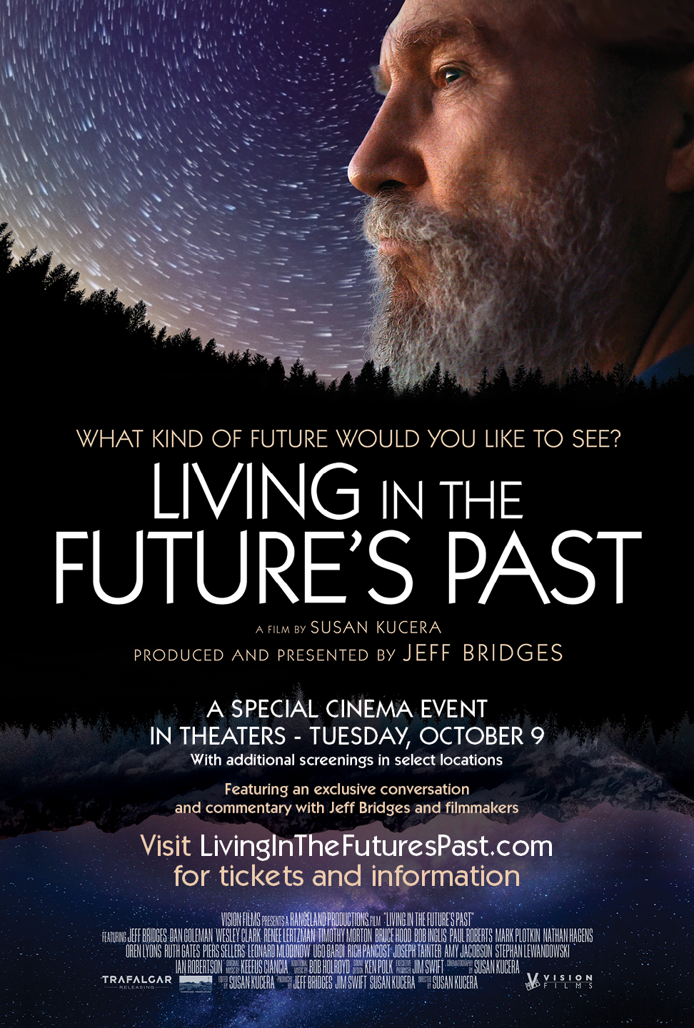 publicity poster featuring Jeff Bridges for "Living in the Future's Past"