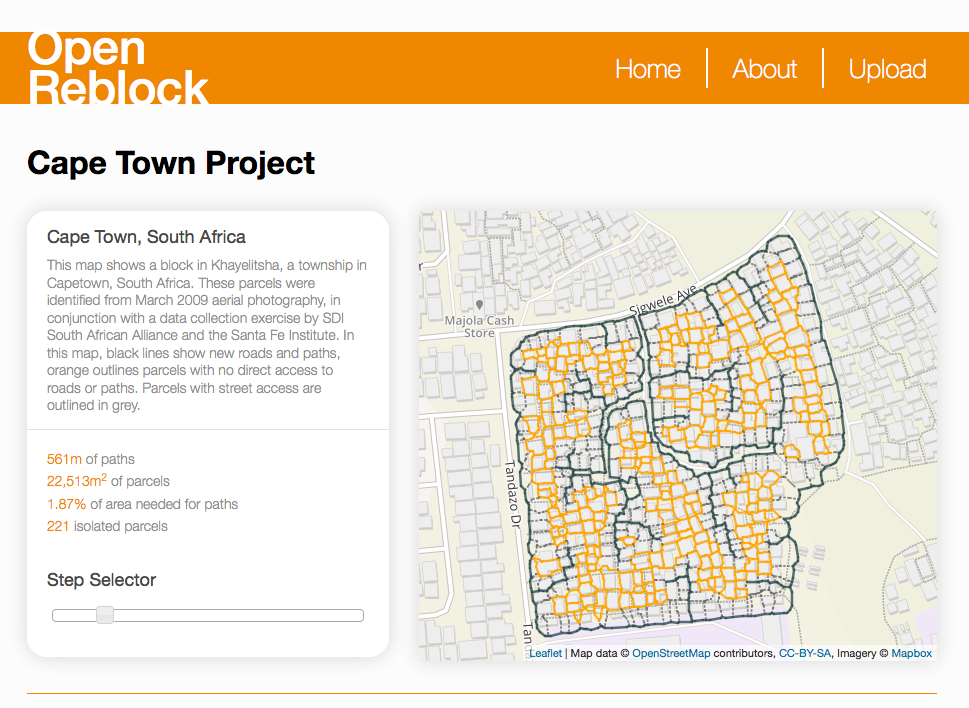 A screenshot of a website with a map of an urban slum.