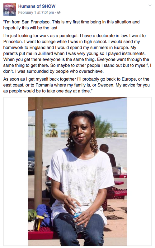 Facebook post of woman and her story