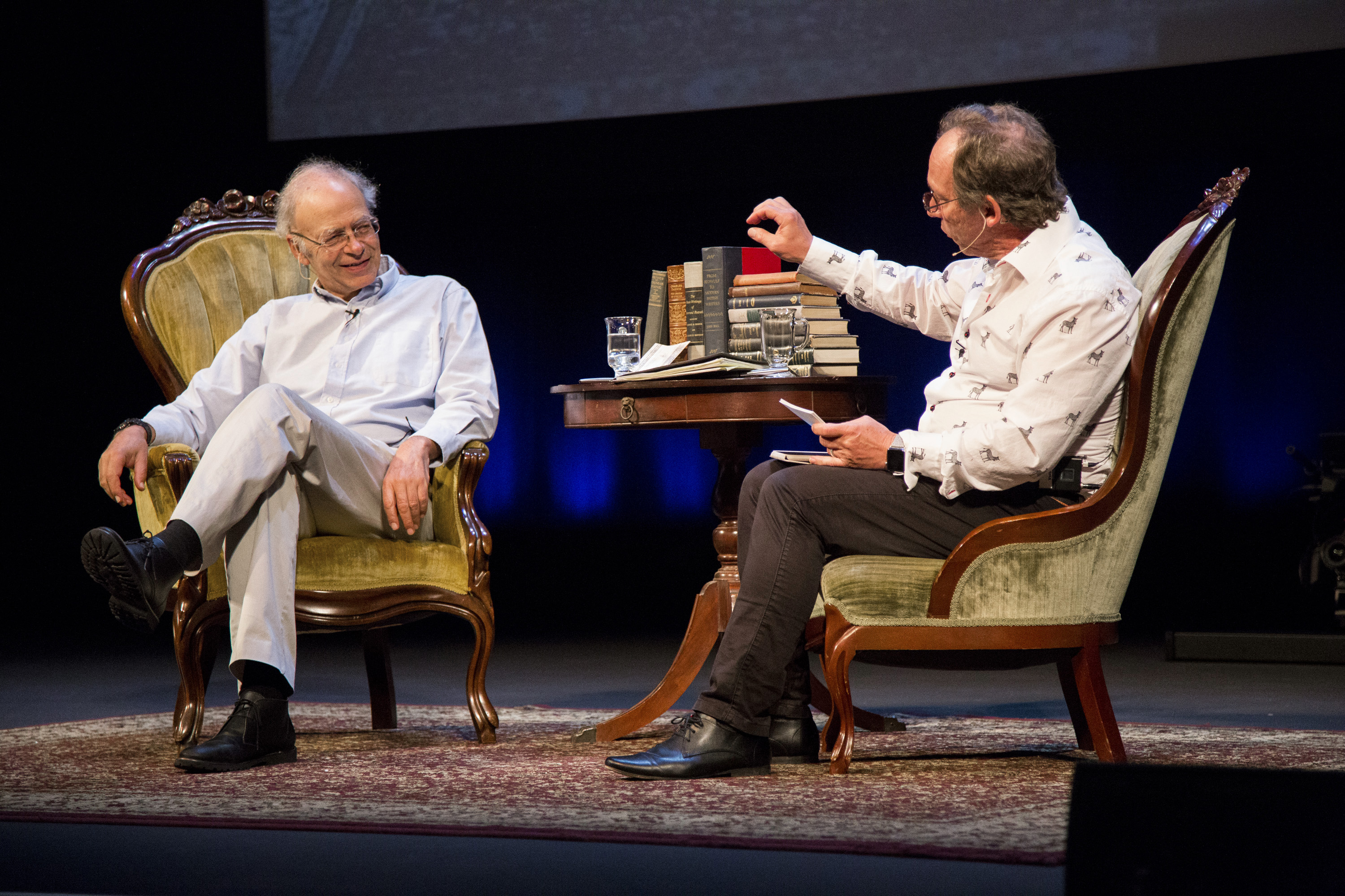 Animal-rights philosopher Peter Singer and theoretical physicist Lawrence Krauss