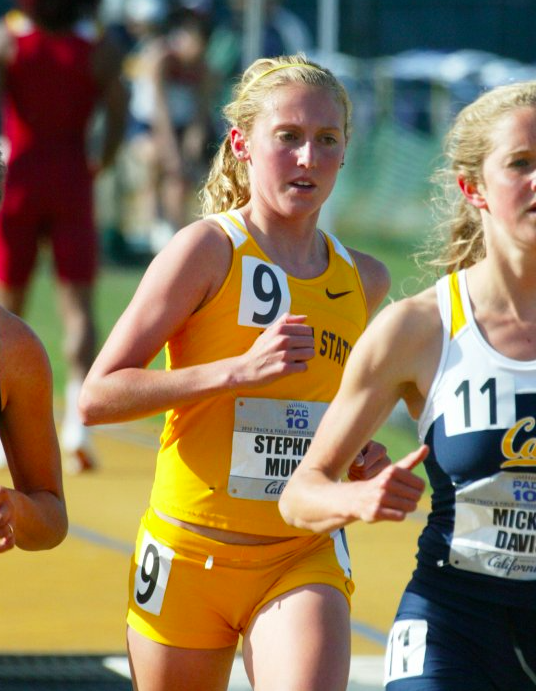 ASU alum and former track and field team member Stephanie Mundt running during a meet as a sophomore.