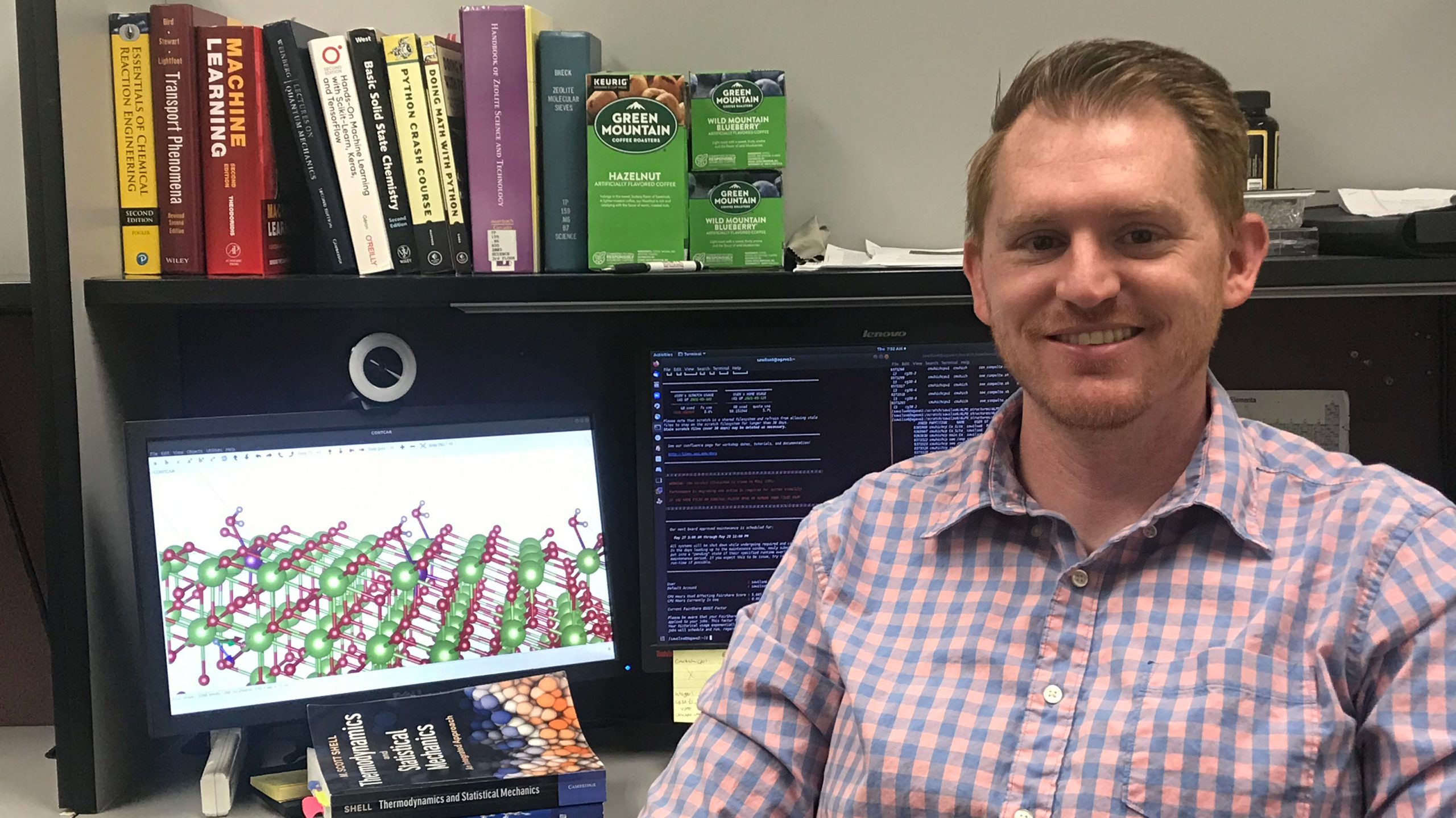 ASU chemical engineering doctoral student Steven Wilson with his computer