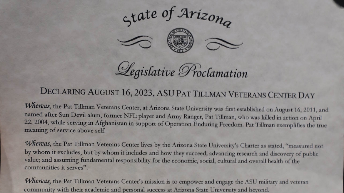 Close-up view of a piece of paper with a legislative proclomation on it.