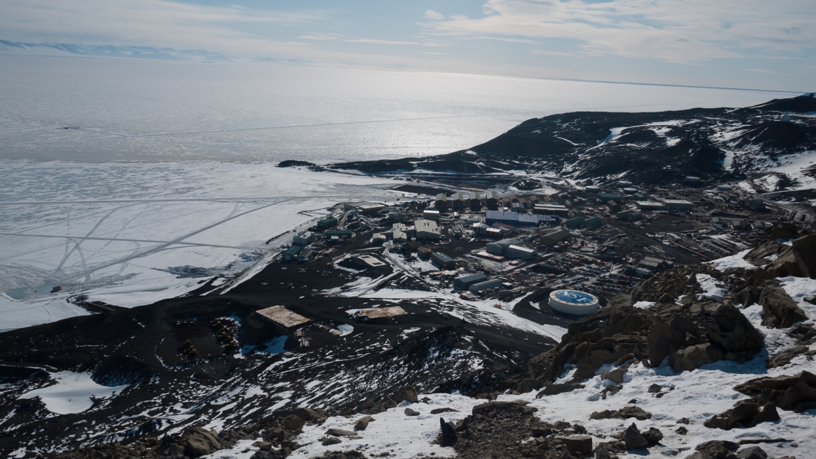 station in Antarctica seen from top of hill