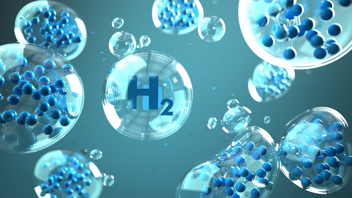Illustration of clean hydrogen particles.