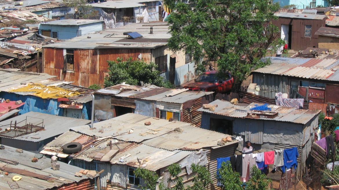 A screenshot of a website with a map of an urban slum.