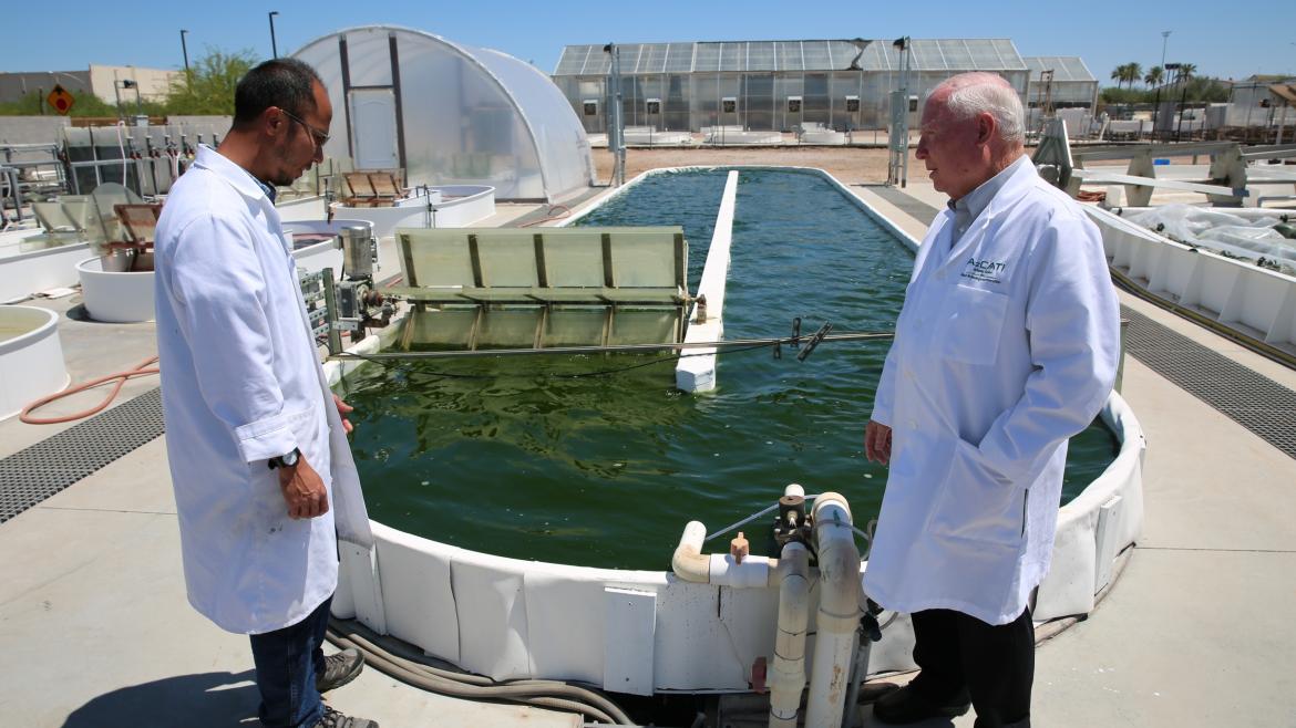 ASU algae expert Milton Sommerfeld and a colleague.