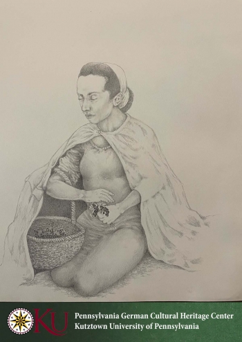 Illustration of Maria Elizabeth Jung by Jourdain Ramlau Kinnander. 