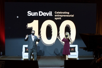 The Sun Devil 100 Class of 2020 event was hosted by Ray Schey, publisher of the Phoenix Business Journal, and Kylee Cruz, reporter and anchor for AZ Family and a graduate of the Walter Cronkite School of Journalism and Mass Communication at ASU. 