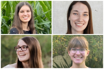 Collage of portraits of the 2022 Goldwater Scholars. Clockwise from top left: ASU students Jasmin Falconer, Lauren Harstad, Claire Blaske and Katie Pascavis.