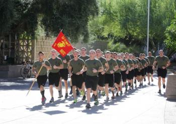 Naval ROTC celebrate Marine Corps 238th birthday with 238 mile relay.