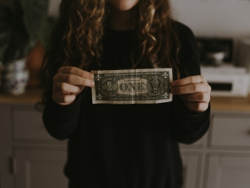 Girl holding dollar bill, money, girl, dollar,