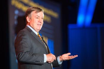 ASU President Michael Crow speaks at the DATOS event