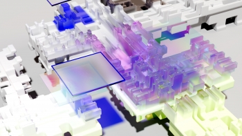 Colorful, artistic, artificial circuit board