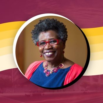 Portrait of Stanlie James, the keynote speaker for the ASU School of Social Transformation's webinar "Black Women in Higher Education."
