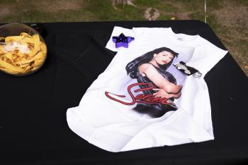 A t-shirt of famed Chicana icon Selena is displayed at an event celebrating her life and legacy on the Tempe campus.