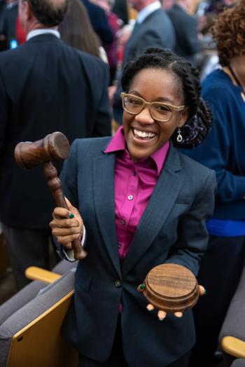 Elaissia Sears, an alumna of The College of Liberal Arts and Sciences' School of Politics and Global Studies, was sworn is as Justice of the Peace for the West Mesa Justice Court this January. 