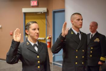 Two Naval ROTC midshipman are commissioned