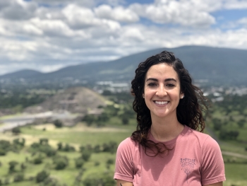 Gabby Lout at the Pyramid of the Sun in Teotihuacan, Mexico