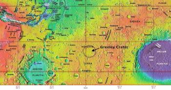 Greeley Crater's location on Mars