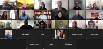 screen capture of several people in an online Zoom meeting