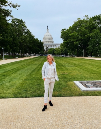 ASU student Brianna Stinsman standing in front of the U.S. Capitol in Washington, D.C.
