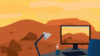 illustraion of what remote working from Mars might look like
